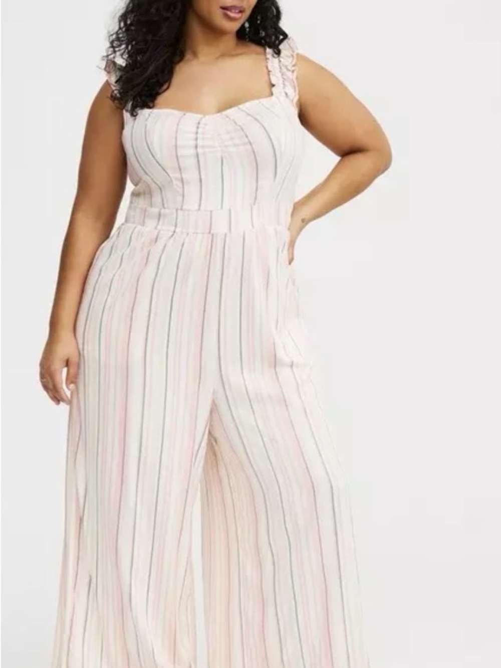 torrid Pink and White Striped Wide-Leg Jumpsuit